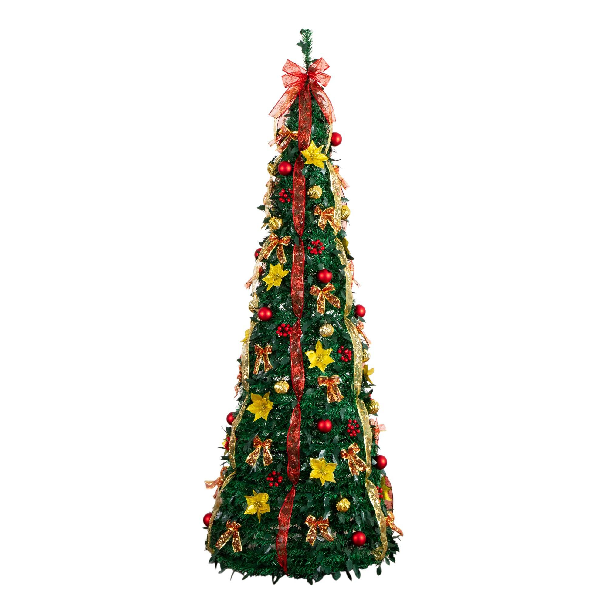 7ft. Pre-Lit Pop-Up Green Artificial Christmas Tree, Warm White LED Lights